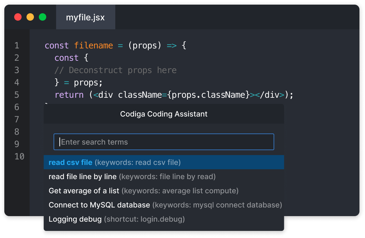 code snippets in your IDE